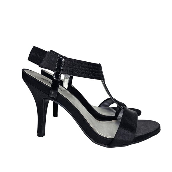 KENNETH COLE REACTION "Know Way" Black Satin T-Strap Heels | US 8.5 | $129 - Picture 4 of 7